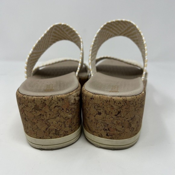 Bzees Women's Lightweight RESORT Raffia Wedge Sandals Size 9 WHITE/BEIGE - Picture 3 of 5